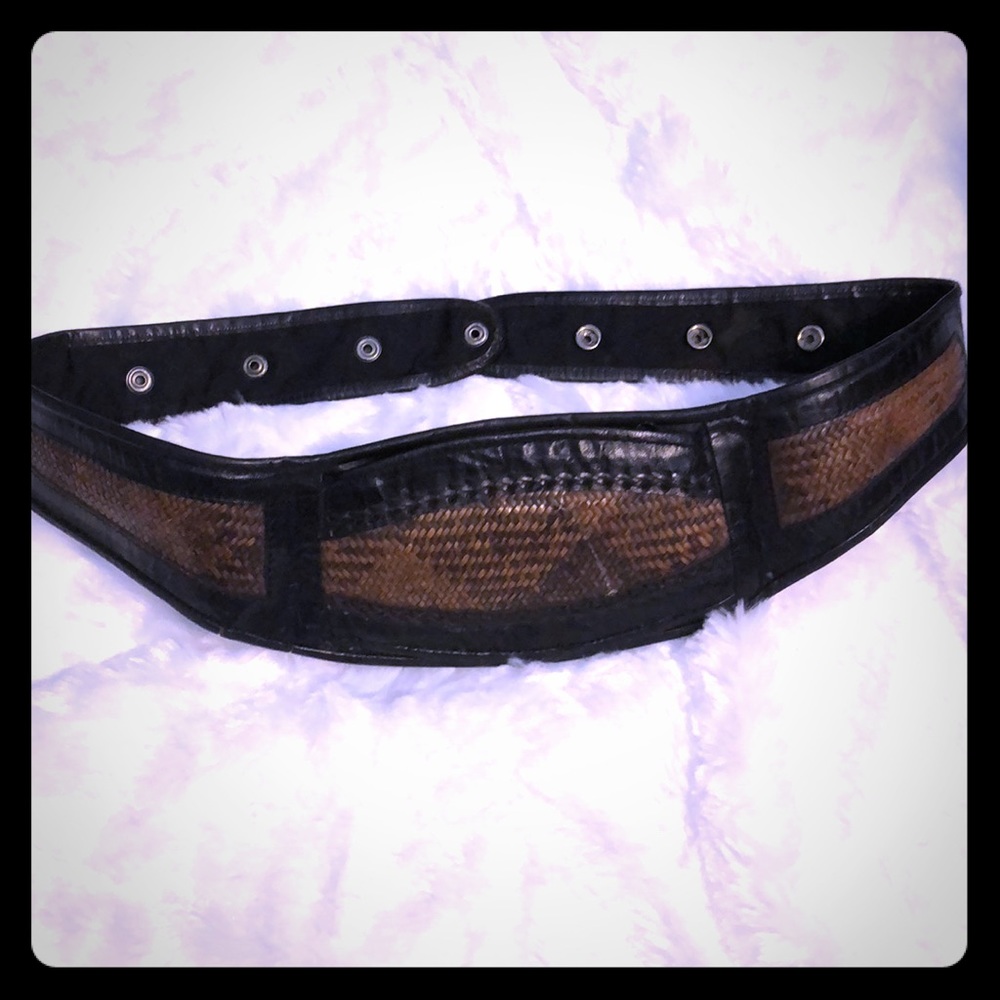Belt Bag/Fanny Pack-Ratan & Leather Belt